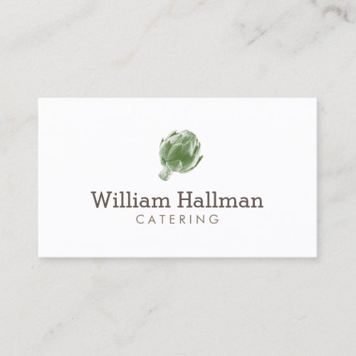 Artichoke Screen Print Catering Logo GreenWhite Business Card