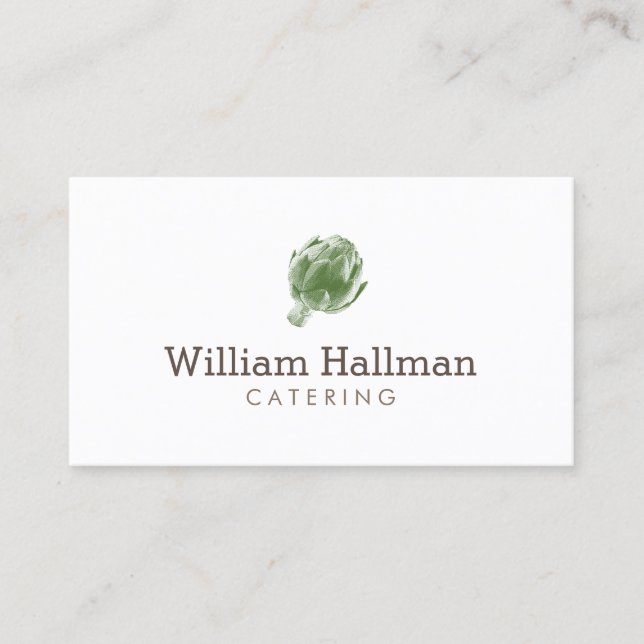 Artichoke Screen Print Catering Logo Green/White Business Card (Front)