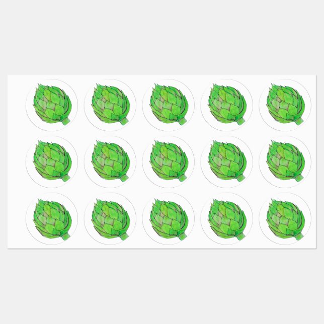 Artichoke Sticker Sheet Watercolor Art (Sheet)