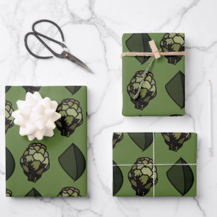 Artichoke Vegetable Plant Botanical Pattern Wrapping Paper Sheets