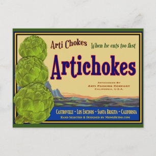 Artichoke Vintage Crate Art Editable Postcards