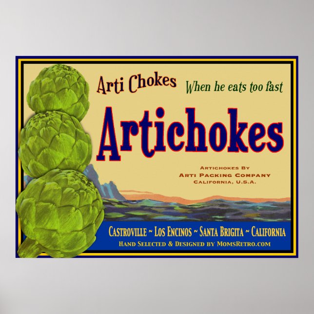 Artichoke Vintage Vegetable Art Print (Front)