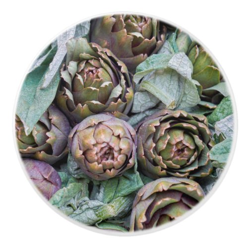 artichokes at market  ceramic knob