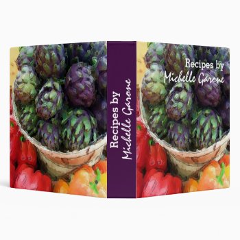 Artichokes Bell Peppers Kitchen Recipe Cookbook Binder by artgallerie at Zazzle