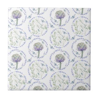 Artichokes Provence with Bee Seamless Ceramic Tile