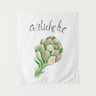Artichokes Vegetable Garden Watercolor Tapestry