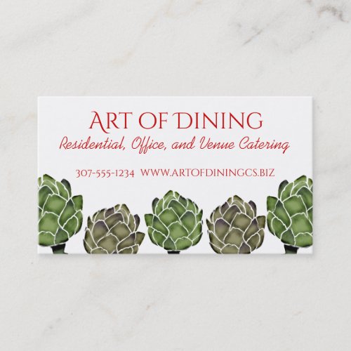 Artichokes veggie food chef catering business card
