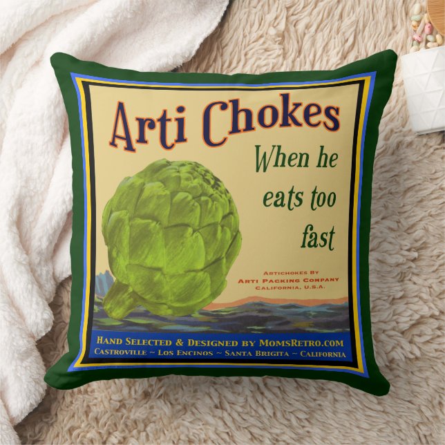 Artichokes Vintage Crate Art Pillow (Blanket)