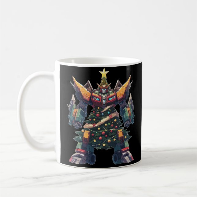 Artificial Christmas Tree Robot Coffee Mug (Left)