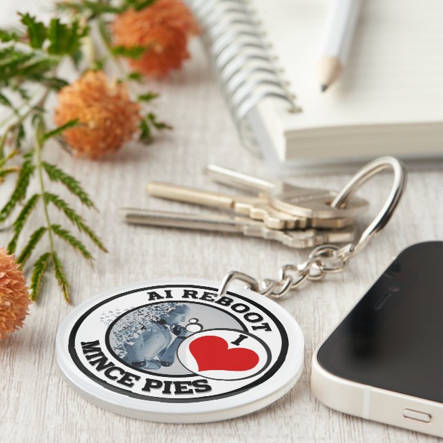 Artificial Intelligence (AI) - I Love Mince Pies Keychain (Front Right)