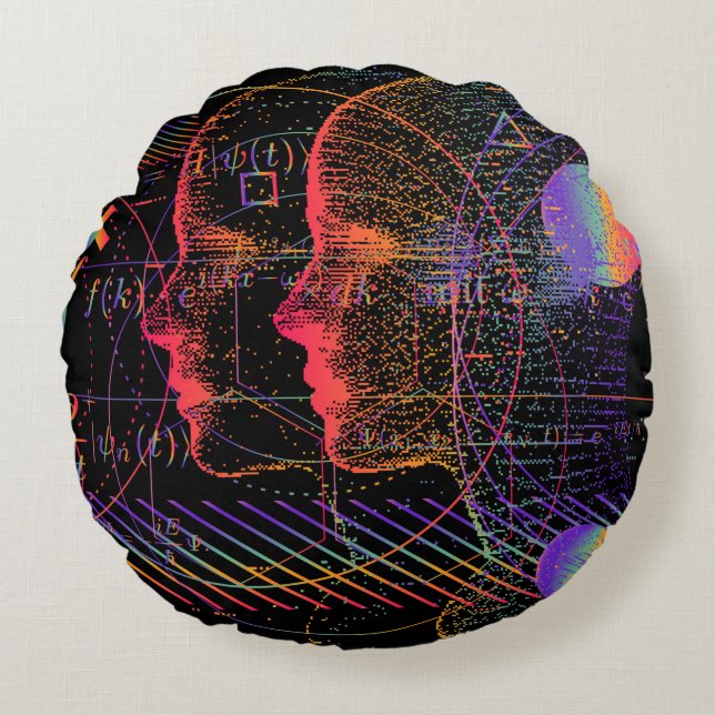 Artificial Intelligence and Virtual Reality concep Round Pillow (Front)