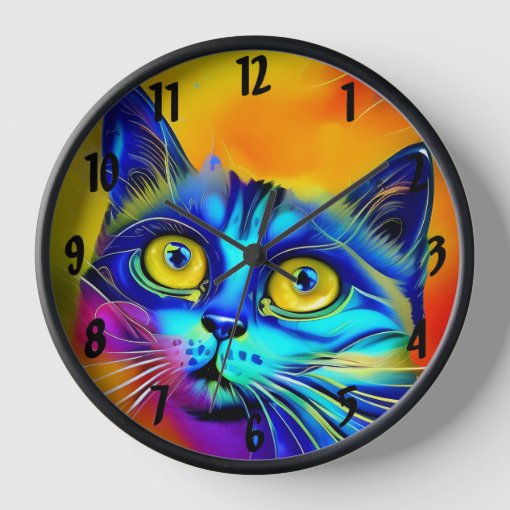 Artificial intelligence animal cat face clock Zazzle