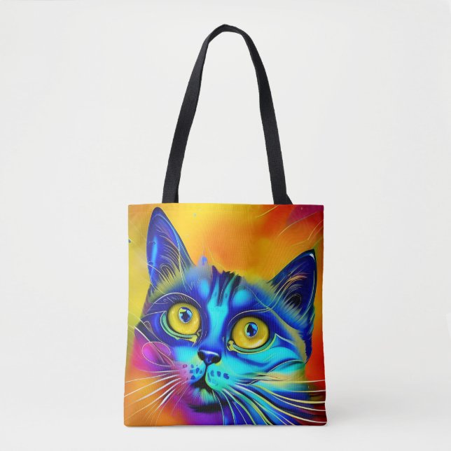 Artificial intelligence animal cat face   tote bag (Front)