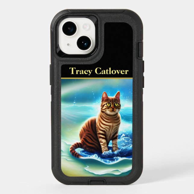 Artificial intelligence animal cat on water otterbox iPhone case (Back)