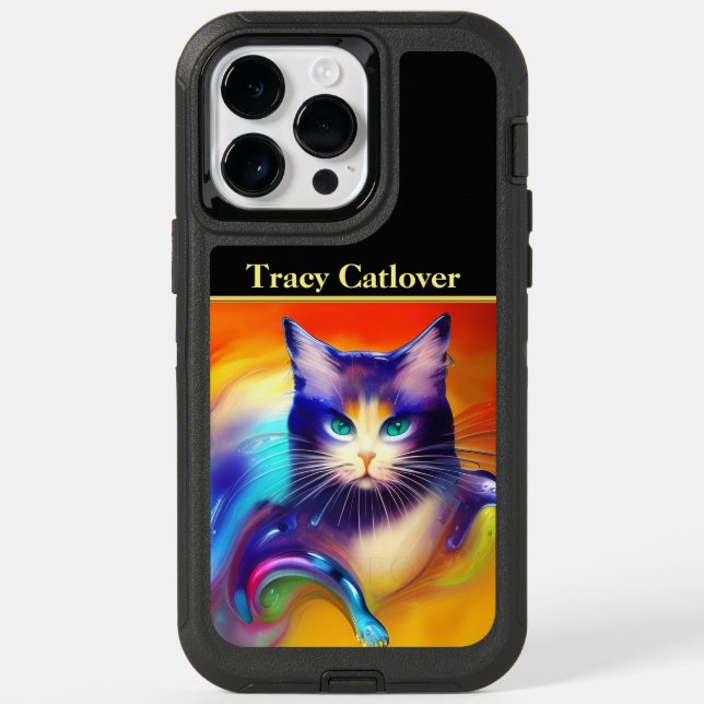 Artificial intelligence animal cat sitting  otterbox iPhone case (Back)