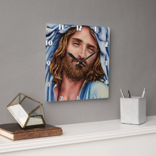 Artificial intelligence animal jesus  square wall clock