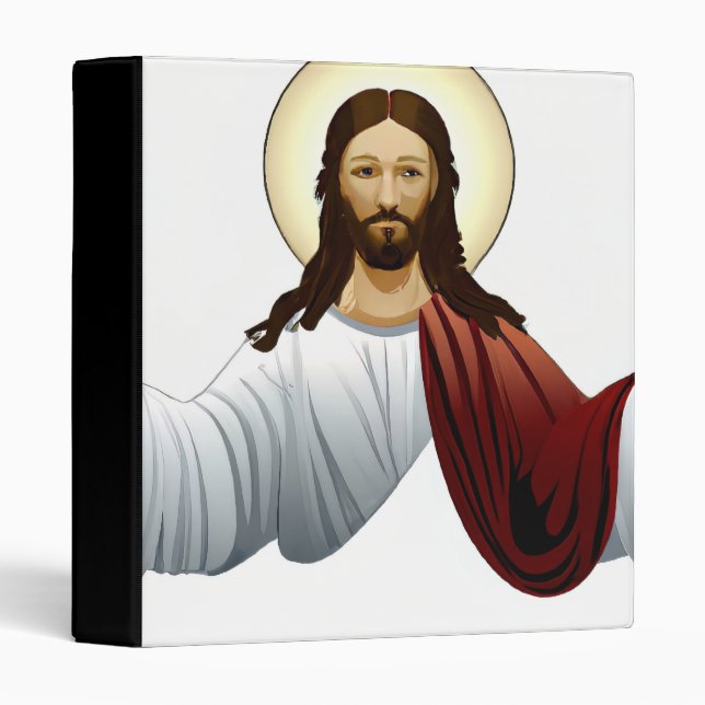 Artificial Intelligence Art of Jesus with Arms Out 3 Ring Binder (Front/Spine)