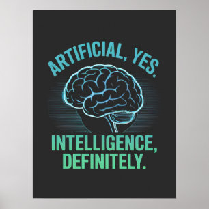 Artificial Intelligence Brain Humor Design Poster