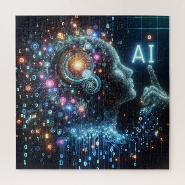 Artificial Intelligence, Conceptual illustration.  Jigsaw Puzzle (Vertical)