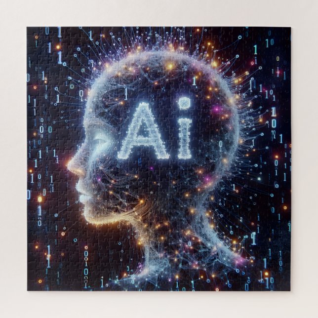 Artificial Intelligence, Conceptual illustration.  Jigsaw Puzzle (Vertical)