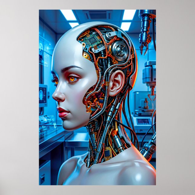 Artificial Intelligence Cool Blue Sci Fi Poster (Front)