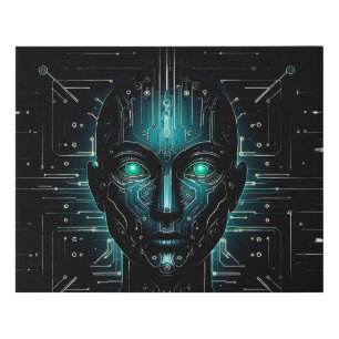 Artificial intelligence digital science robotics  faux canvas print