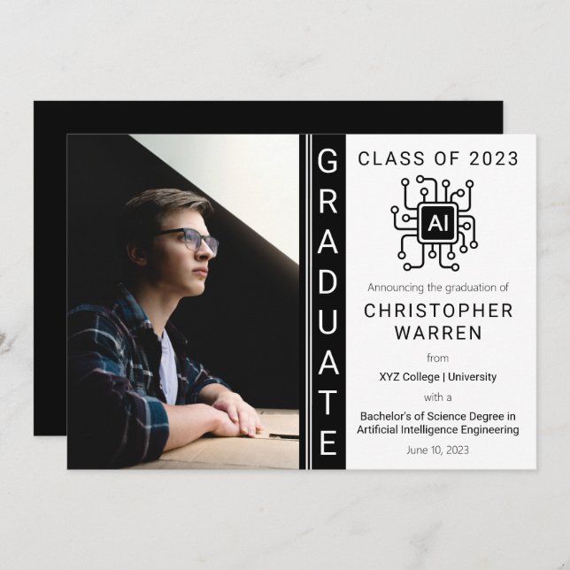 Artificial Intelligence Engineering Graduation Announcement (Front/Back)