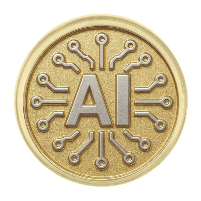 Artificial Intelligence Gold Finish Lapel Pin (Front)