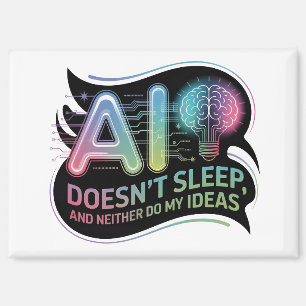 Artificial Intelligence Ideas Neon Graphic Magnet