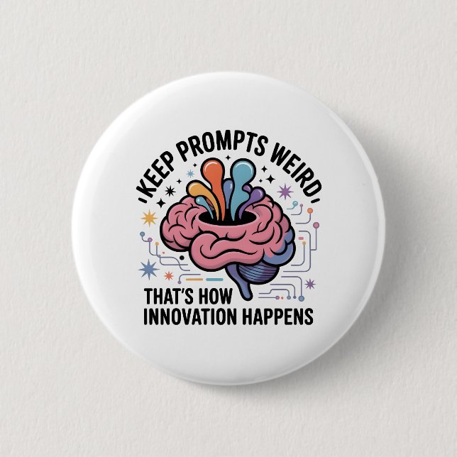 Artificial Intelligence Innovation Brain Design Button (Front)