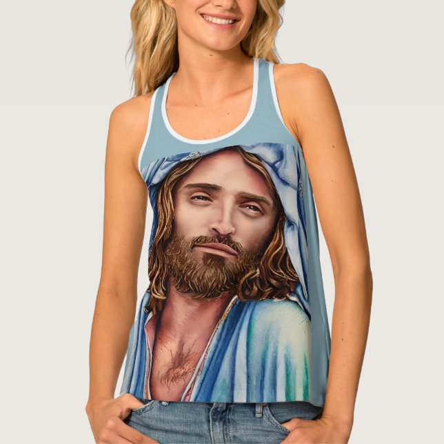 Artificial intelligence Jesus looking at you Tank Top (Front)