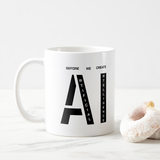 Artificial Intelligence modern and simple  Coffee Mug (With Donut)