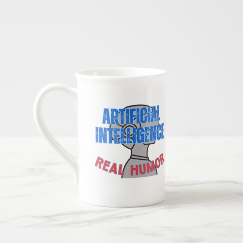 Artificial intelligence real humorw White BG Bone China Mug