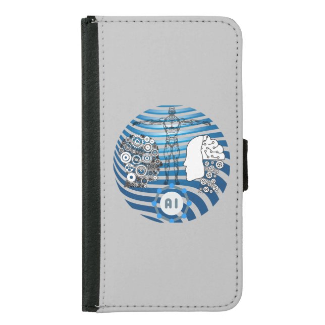 Artificial intelligence, robots, future of cybor samsung galaxy wallet case (Front)