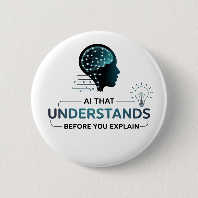 Artificial Intelligence Smart Tech Design Button (Front)