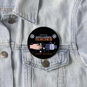 Artificial Intelligence Teacher - man & machine  Button