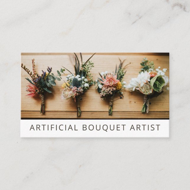 Artificial Or Silk Flower Bouquet Business Card (Front)