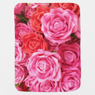 Artificial Red Rose Background Closeup Baby Blanket