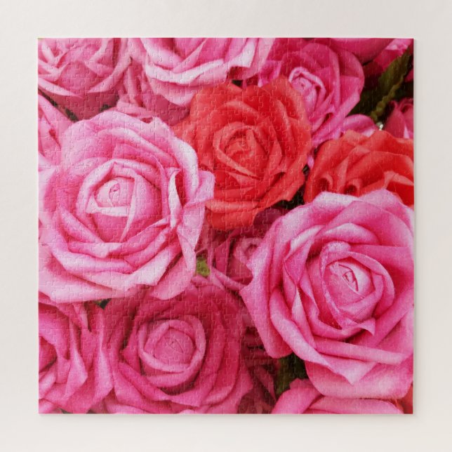 Artificial Red Rose Background Closeup Jigsaw Puzzle (Vertical)