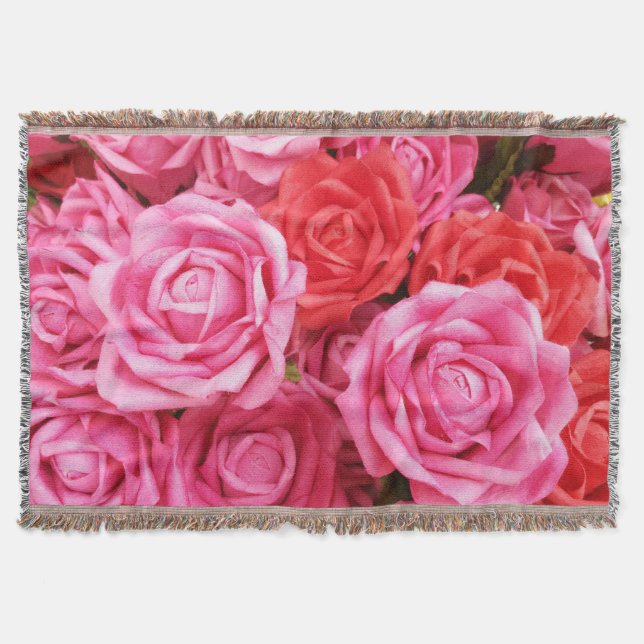 Artificial Red Rose Background Closeup Throw Blanket (Front)