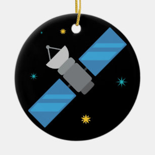 Artificial Space Satellite Emoji Ceramic Ornament