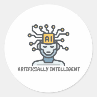 Artificially Intelligent text design Classic Round Sticker