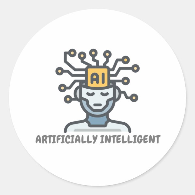 Artificially Intelligent text design Classic Round Sticker (Front)