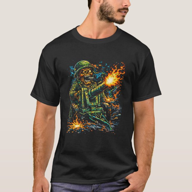 Artillery Mayhem – Street Art Military Illustratio T-Shirt (Front)