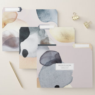 Artisan Abstract Shapes Watercolor Gold & Navy File Folder