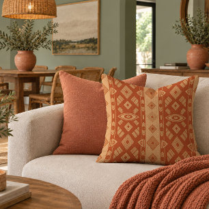 Artisan African Heritage Motifs Terracotta Pillow