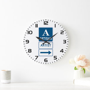 Artisan Artist Studio Sign Directional Arrow  Large Clock