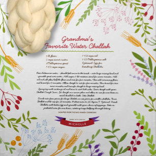Artisan Baker Dough Cover Floral w Your Recipe Cloth Napkin