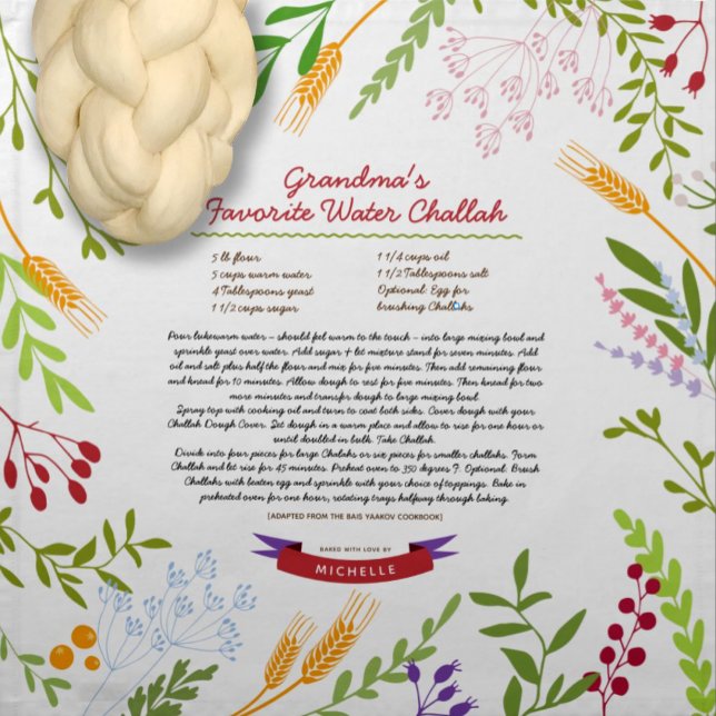  Artisan Baker Dough Cover Floral  w Your Recipe  Cloth Napkin (Creator Uploaded)