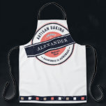 Artisan Baker Happiness is Homemade Hipster Apron<br><div class="desc">Rustic Coral Navy Artisan Baking Hipster -Happiness is Homemade. Show your love and appreciation and make your favorite baker smile. Includes space to personalize with your name and hometown. TIP: bundle this trendy design with a matching Rising Dough Cover — which you can find in this collection: https://www.zazzle.com/collections/artisan_challah_dough_cover_rustic_design-119903411950056525 If you...</div>